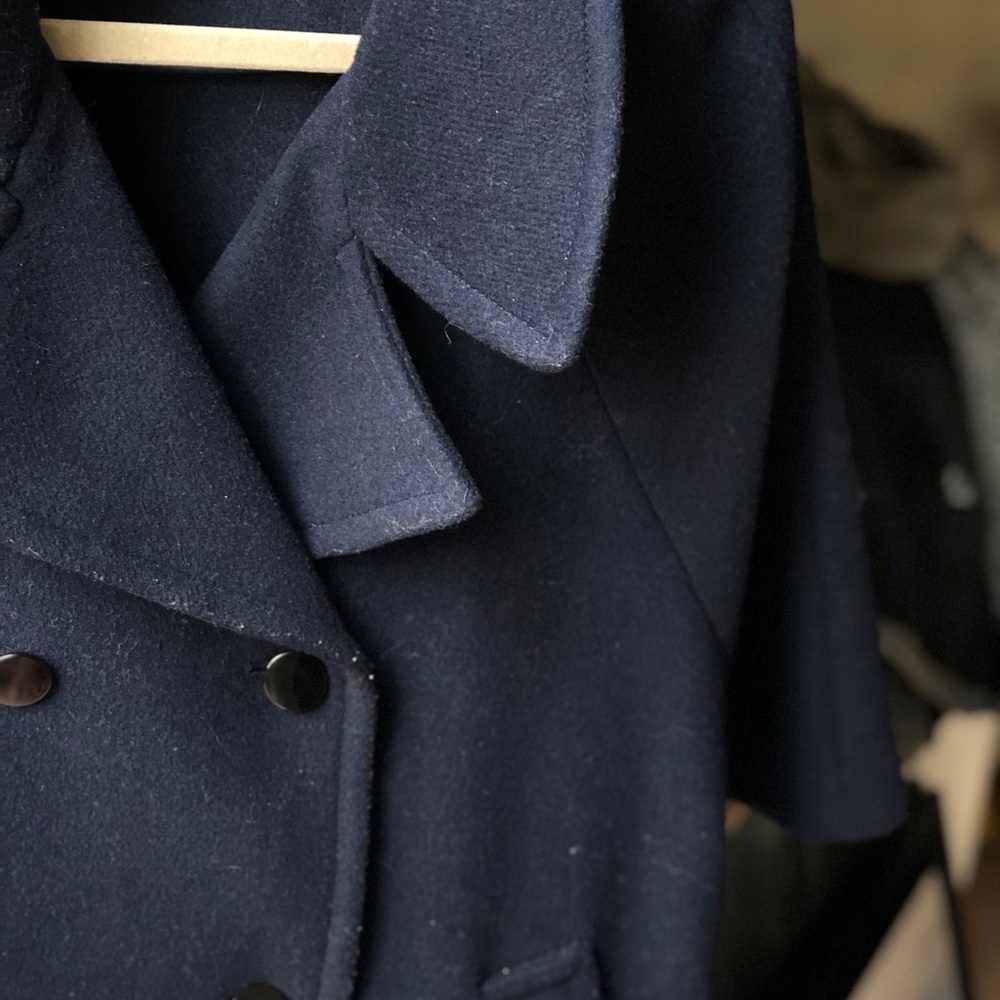 LOFT Navy Wool Blend Cape - Picture 2 of 4